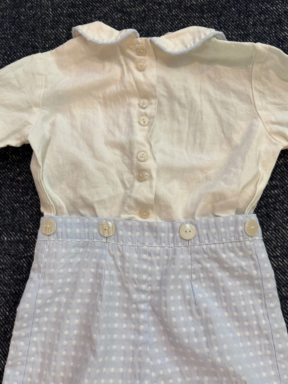 Alice Kathleen & Company Boys One Piece Outfit Peter Pan Collar Blue White 3T